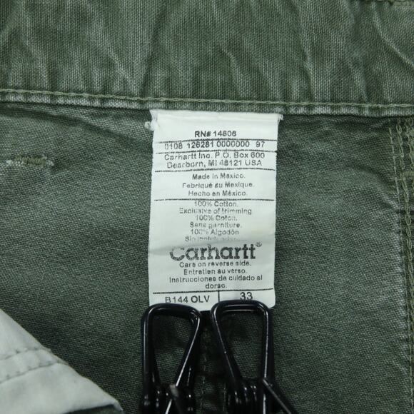 Vintage Y2K Carhartt B144 OLV Olive Green Carpenter Short Workwear 32x7.5 - Picture 11 of 11
